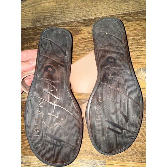 Blowfish Tan Leather Slip On Flat Sandals Size 7.5 - Picture 7 of 9